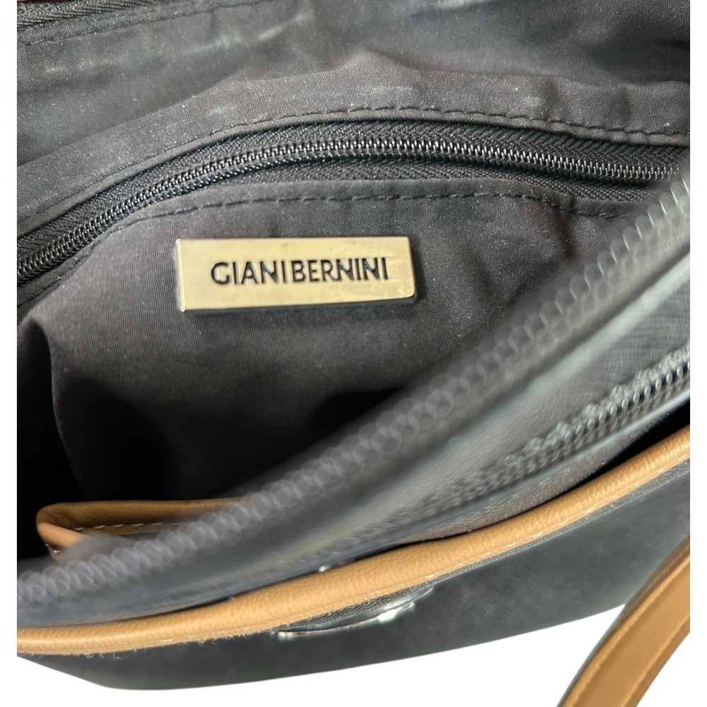 Giani Bernini Purse Womens 9'x9'x2' Crossbody Bag Black Tan Faux Leather Handbag - Picture 4 of 15
